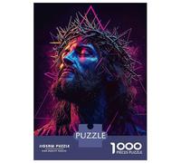 Puzzle De 1000 Pièces pour Adultes Jesus Christ Neon Art Adolescents Puzzles Anti-Stress Jeux Difficiles Défi Activités Amusantes À La Maison 70x50cm/1000pcs
