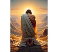 Puzzle de 1000 pièces pour adultes Jésus-Christ priant Dieu dans le ciel Art chrétien religieux Scène d'Écriture inspirante Scène spirituelle Décoration d'intérieur Cadeau 69,5 x 50,7 cm