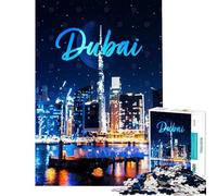 Puzzle de 1000 pièces pour Adultes Jetée de Dubaï Nuit et Lune Jeu Impossible Jouet addictif pour cultiver la Patience Cadeau pour Femmes et Hommes Modèle à Assembler (Dimensions 38x52cm)