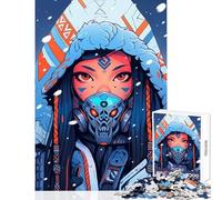 Puzzle de 1000 pièces pour Adultes Jeune Fille Cyberpunk dans Un Paysage enneigé Décoration intérieure Jouet œuvre d'art Cadeau Jeu éducatif Difficile et Stimulant Dimensions 38x26cm