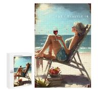 Puzzle de 1000 pièces pour Adultes - Jeune Fille prenant Un Bain de Soleil. Puzzle Amusant pour Tous Les âges, Anti-Stress et détente. Décoration intérieure. Objet de Collection. 38 x 52 cm.