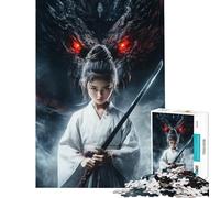 Puzzle de 1000 pièces pour Adultes Jeune samouraï et Dragon Activités Amusantes à la Maison Cadeau pour Femmes Jeu de réflexion à partir de 14 Ans (38x26cm)