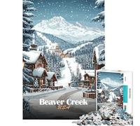Puzzle de 1000 pièces pour Adultes Jigsaw Beaver Creek Winter Wonderland Puzzles pour Adultes Jouets à Faire soi-même Anti-Stress activités Amusantes à la Maison (Taille 38x52cm)