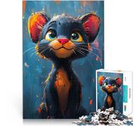 Puzzle de 1000 pièces pour Adultes Jolie panthère Peinte à l'huile Difficile et défi Décoration d'intérieur et Cadeaux Uniques 38x26cm