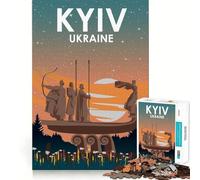 Puzzle de 1000 pièces pour Adultes Kiev,Ukraine,la Nuit Découpe Parfaite Jeu de Concentration Amusant pour Un Moment de détente et de détente Cadeau d'anniversaire ou de Loisir (50x75cm)