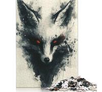 Puzzle de 1000 pièces pour adultes - Kitsune Renard noir - Puzzle carré en bois - Puzzle unique - Jeu éducatif amusant - 1000 pièces (75 x 50 cm)
