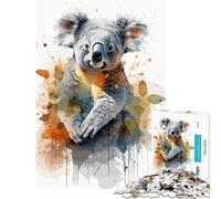 Puzzle de 1000 pièces pour Adultes Koala Illustration Aquarelle Décoration Murale Cadeau d'anniversaire Jeu Stimulant (38x26cm)