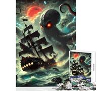 Puzzle de 1000 pièces pour Adultes Kraken attaquant Un Navire Jeu Anti-Stress Cadeau d'anniversaire Jeu Familial Collection d'artistes Beaux-Arts Dimensions 38x26cm