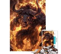 Puzzle de 1000 pièces pour Adultes La Charge du Minotaure enflammé Un défi à relever pour s'amuser en Famille Jeux Amusants à partir de 14 Ans (50x75cm)
