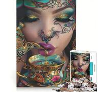 Puzzle de 1000 pièces pour Adultes La Dame tatouée Buvant du thé Jeu de Construction Interaction Parent-Enfant Collection d'artistes Beaux-Arts 50x75cm