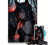 Puzzle de 1000 pièces pour Adultes La Fille Loup dans la forêt (50x75cm) Jeu de réflexion et d’Exercice,Assemblage Parfait,activité de Partage et de complicité