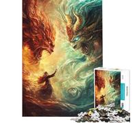 Puzzle de 1000 pièces pour Adultes La Guerre éternelle des éléments Puzzle Anti-Stress idéal pour se détendre et Offrir en Cadeau (Taille 38x52cm)
