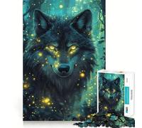 Puzzle de 1000 pièces pour Adultes La lumière du Loup dans l'obscurité (38x26cm) Jeu de réflexion et d'exercice,Ajustement Parfait,activité de Partage et de complicité pour Les Proches