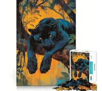 Puzzle de 1000 pièces pour Adultes La majesté de la panthère Noire cachée Décoration élégante et Facile à Installer Stimule Le Cerveau,divertit et Offre Un pour Les fêtes (50x75cm)
