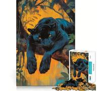 Puzzle de 1000 pièces pour Adultes La majesté de la panthère Noire cachée Jeu Amusant et logique,idéal pour Les Loisirs,décor de Noël (38x26cm)