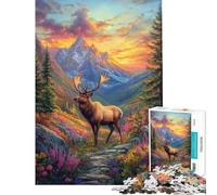 Puzzle de 1000 pièces pour Adultes La majesté des Montagnes et Le Chemin Serein du Wapiti ; Puzzles pour Adolescents ; Passe-Temps idéal pour se divertir et stimuler Son Cerveau ; Cadeau Original