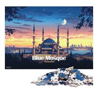 Puzzle de 1000 pièces pour Adultes - La Mosquée Bleue d'Istanbul la Nuit - Puzzle en Bois - Décoration intérieure - Cadeau de Noël - 1000 pièces (75 x 50 cm)