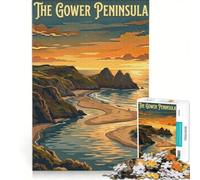 Puzzle de 1000 pièces pour Adultes La péninsule de Gower Jeu de réflexion Niveau Difficile pour renforcer Les Liens Amoureux 50x75cm