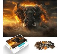 Puzzle de 1000 pièces pour Adultes La ruée des mammouths enflammés Assemblage du modèle Offrir en Cadeau à Toute la Famille 52x38cm