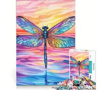 Puzzle de 1000 pièces pour Adultes La Signification spirituelle des libellules Jeu à Monter soi-même entraînez Votre Cerveau et Votre dextérité avec Poster et fiche d'informations Assortis 50x75cm