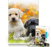 Puzzle de 1000 pièces pour Adultes Labradors d'automne Jeu de réflexion Amusant et Amusant Cadeau d'anniversaire idéal (38x52cm)
