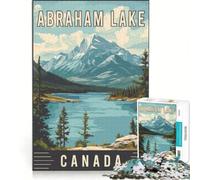 Puzzle de 1000 pièces pour Adultes Lac Abraham au Canada, Jeu Impossible, Interaction Parent-Enfant, liste de souhaits avec Le Père Noël 38x26cm