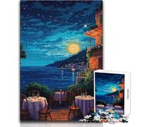 Puzzle de 1000 pièces pour Adultes - Lac de Côme, Italie - Pixel Art - Jeu éducatif Familial - Niveau de difficulté Difficile pour Un Anniversaire - Dimensions 50x75cm
