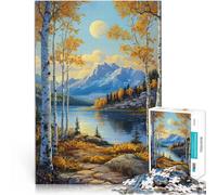 Puzzle de 1000 pièces pour Adultes Lac de Montagne d'automne Difficile à réaliser mais Amusant et Humoristique Jeu de défi Unique 26x38cm