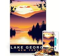 Puzzle de 1000 pièces pour Adultes Lac George,NY Décoration soignée Activité cérébrale Amusante et Facile Cadeau d'anniversaire idéal (50x75cm)