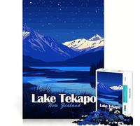 Puzzle de 1000 pièces pour Adultes Lac Tekapo,Nouvelle-Zélande,la Nuit Découpe de qualité supérieure Jeu Amusant et Stimulant pour Le Cerveau Jeu Relaxant Cadeau de Noël apaisant (38x52cm)