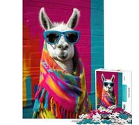 Puzzle de 1000 pièces pour Adultes Lama Mexicain avec Poncho Jeu Stimulant et Relaxant pour Femmes (Dimensions 38x52cm)