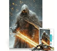 Puzzle de 1000 pièces pour Adultes Lame flamboyante dans la Neige Jeu de réflexion logique et Amusant,scène de Noël (38x26cm)