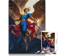 Puzzle de 1000 pièces pour Adultes : l'ange Michel avec épée et Ailes dorées Un Casse-tête idéal pour Les Jeux en Famille et Les Cadeaux de Noël Dimensions : 50x75 cm