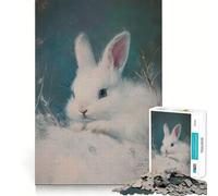 Puzzle de 1000 pièces pour Adultes Lapin Blanc Jeu de logique Découpe précise Bords Lisses pour Les réunions de Famille (38x26cm)