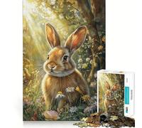 Puzzle de 1000 pièces pour Adultes « Lapin en Fleurs » Jeu de réflexion Amusant et précis,idéal pour Les Moments de détente et Les Anniversaires (50x75cm)