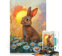Puzzle de 1000 pièces pour Adultes Lapin en Fleurs Jeu de réflexion aux pièces nettes et précises,Moment de détente et de Divertissement,scène de Noël (38x26cm)