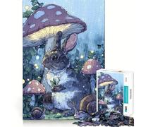 Puzzle de 1000 pièces pour Adultes Lapin sous Un Champignon sous la Pluie Jeu de Loisirs créatifs aux Bords Fins Jeu cognitif et Relaxant Décoration Murale de Noël (38x26cm)