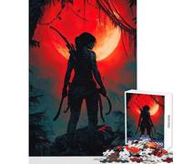 Puzzle de 1000 pièces pour Adultes Lara Croft dans la Jungle avec la Lune Rouge Jeu Anti-Stress pour Un échange de Cadeaux Jeu éducatif Convient pour décorer Un Bureau Dimensions 38x52cm