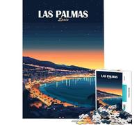 Puzzle de 1000 pièces pour Adultes Las Palmas Espagne Affiche de Voyage Jeu éducatif et Stimulant Cadeau Anti-Stress pour Anniversaires (Taille 38x26cm)