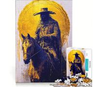 Puzzle de 1000 pièces pour Adultes Le Cavalier Solitaire en Or Jeu de réflexion décoration intérieure Cadeau Unique pour Un Anniversaire ou Noël 38x52cm