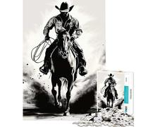 Puzzle de 1000 pièces pour Adultes Le Cavalier Solitaire Jeu Relaxant Jouet addictif pour cultiver la Patience Cadeau d'anniversaire décoration Murale (38x52cm)