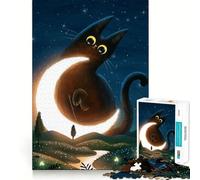 Puzzle de 1000 pièces pour Adultes « Le Chat et la Lune Magique » Jeu de logique et d'assemblage précis,idéal pour des Moments de détente et de Plaisir,Cadeau d'anniversaire Amusant (38x26cm)