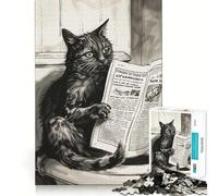 Puzzle de 1000 pièces pour Adultes « Le Chat va aux Toilettes » Jeu de réflexion Amusant et précis Activité de Loisirs et d'anniversaire (38x26cm)