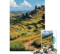 Puzzle de 1000 pièces pour Adultes Le Chemin vers Le Village au Sommet de la Colline Puzzle pour Adolescents Décoration Murale idéale Cadeau Parfait pour Les Amateurs de Jeux (Dimensions 38x26cm)