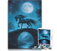 Puzzle de 1000 pièces pour Adultes - Le Cheval Noir à la Chevauchée des Étoiles - Jeu éducatif Familial - Défi Difficile - Idée Cadeau - Dimensions:38x52cm
