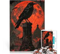 Puzzle de 1000 pièces pour Adultes Le Corbeau et la Lune de Sang Jouets de Divertissement Familial Bon Cadeau 38x26cm