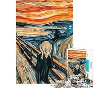 Puzzle de 1000 pièces pour Adultes Le Cri d'Edvard Munch Jeu de réflexion Stimulant décoration intérieure Cadeau (Taille 50x75cm)