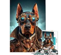 Puzzle de 1000 pièces pour Adultes Le Doberman Steampunk Un défi Stimulant à relever Jeu éducatif Anti-Stress à partir de 14 Ans (38x26cm)