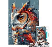 Puzzle de 1000 pièces pour Adultes Le Hibou pixélisé Jeu Amusant et Anti-Stress Difficile et Stimulant (38x52cm)