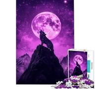 Puzzle de 1000 pièces pour Adultes Le hurlement du Loup au Clair de Lune Jeu de réflexion pour Adultes idéal pour améliorer la mémoire et comme Cadeau (Dimensions 38x52cm)